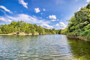 Lake steps away from your log cabin