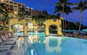 large pool with waterslide