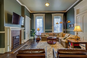 Spacious, bright common area with ample seating.