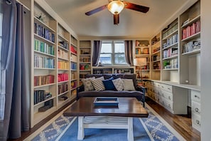 This first floor library has a wide range of books to enjoy while staying at Moore Manor. Some of the books date back 100 years.