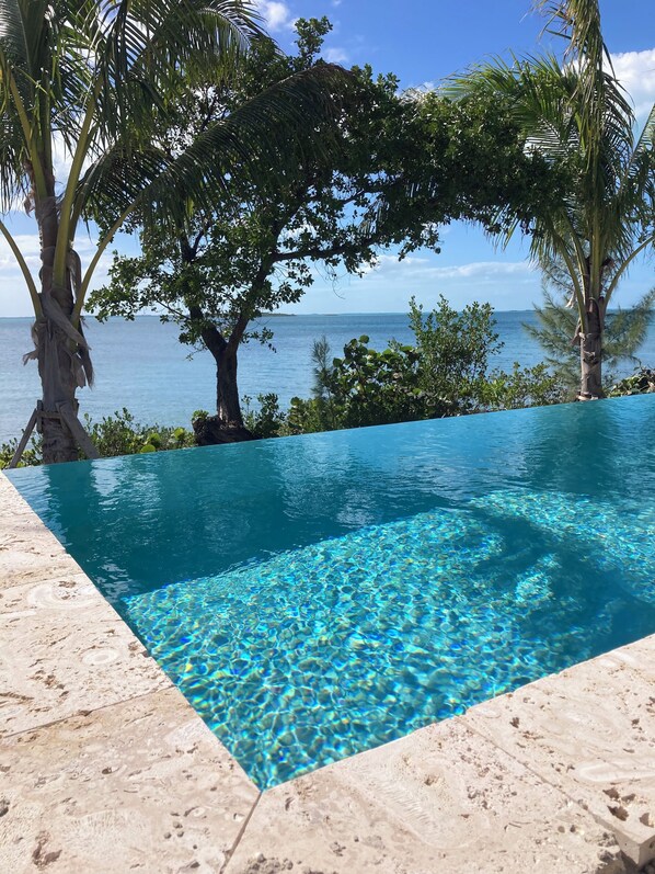 heated infinity edge freshwater resort style pool 
