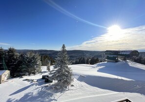 View of the slopes from the large living room window.
