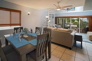 Open plan dining room and living room