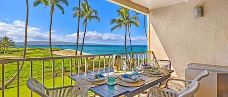 Enjoy amazing beachfront views from the private lanai!