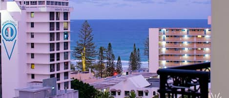 City and ocean views from the balcony