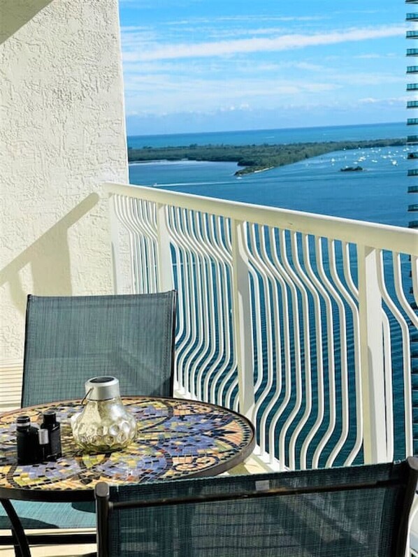 Private balcony with outdoor furniture