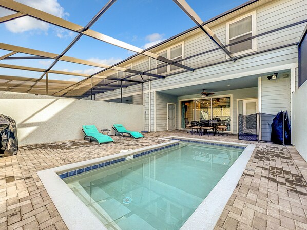 Unwind in your private, screened-in pool—perfect for a refreshing dip any time of day. Optional pool heat available!