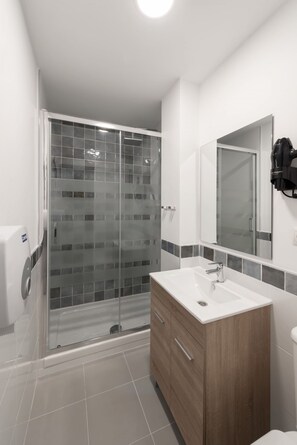 In the bathroom you have shower gel, hair dryer and hand dryer.