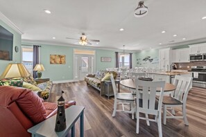 This open floor plan allows the whole family to engage in conversation.