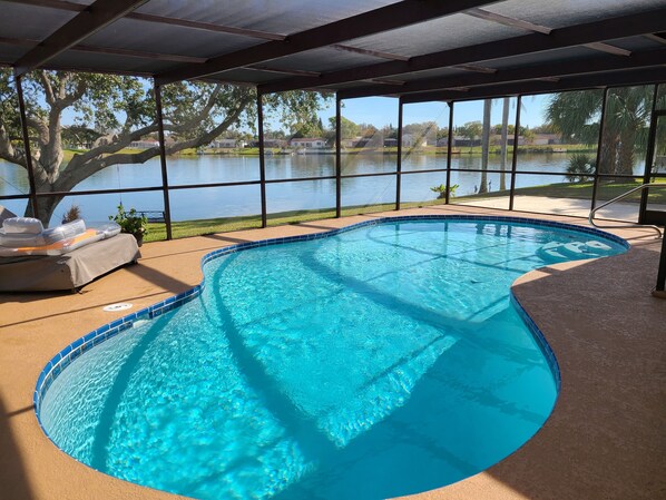 View of pool and the Lake Christina