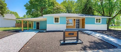 Front of the House with Single Car Port and Free extra Street Parking