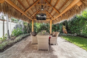 Relax under the shady Tiki Hut, fire up the grill and watch the big game with friends and family!