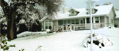 Snow covered front yard