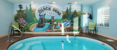 Private Indoor Pool with Fun Mural at Black Bear Oasis