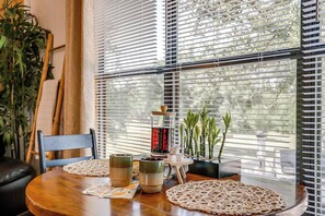 Indulge in panoramic views of the Ranch while dining beside this scenic window