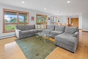 First floor living room with water views