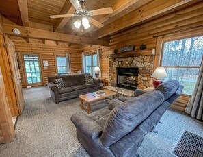 Living room with sofa sleeper.