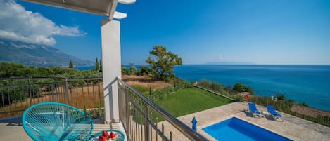 Kefalonian Sapphire has Panoramic Views of Sea and Mountains from the Balcony