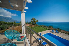 Kefalonian Sapphire has Panoramic Views of Sea and Mountains from the Balcony