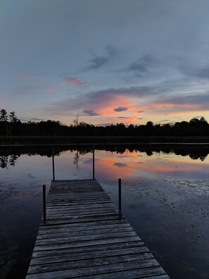 The long dock into the river is a great spot for fishing and watching sunsets. 