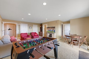 Lower Level Family Room with TV and Foosball