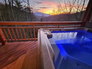 As the hot tub soothes your tired muscles, enjoy the glorious mountain views.