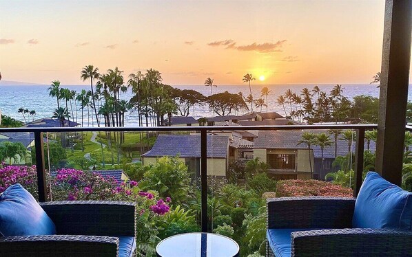 Take in picturesque sunsets from your private patio