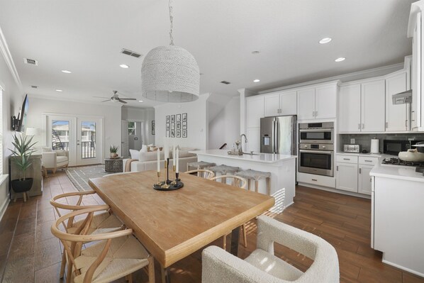 2nd floor kitchen, dining, and living area