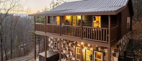 Cabin at the top of hill.  