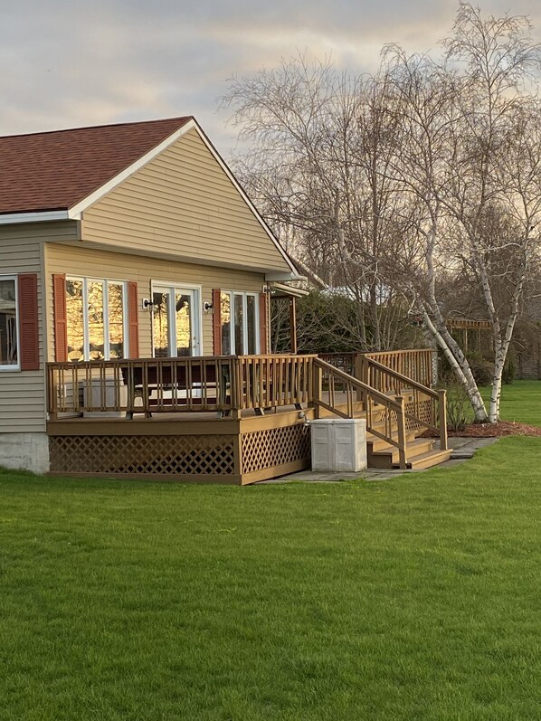 Enjoy the view from the deck overlooking Lake Ontario