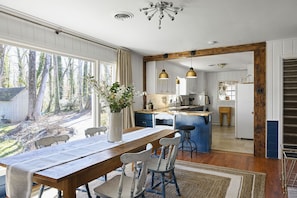 Breakfast Area has 50 year old hand crafted French oak table