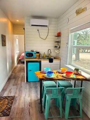 Dining table and kitchenette