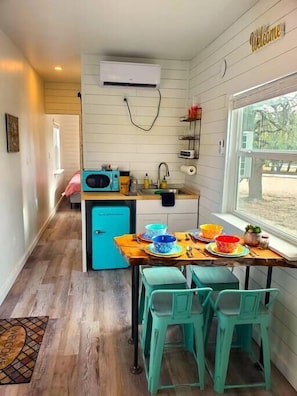 Dining table and kitchenette