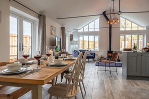 Weavers, Felbrigg: The dining area looking ahead to the rest of the room