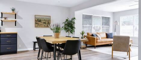 Kitchen open to the dining and living rooms