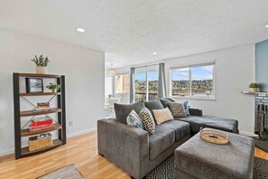 Relax on the comfy couch or play some board games!
