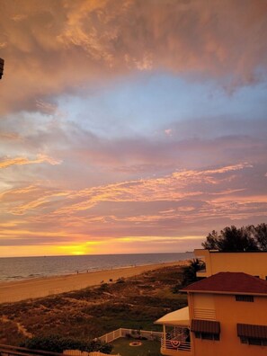 Sunset over the Gulf from my balcony.