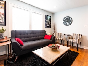 Homey with plenty of natural light.