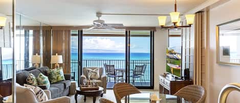 Expansive ocean views throughout from this corner oceanfront condo.