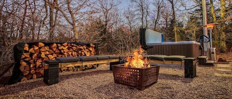 Fire pit with firewood provided