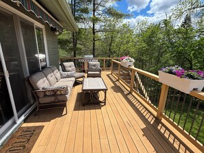 2nd level patio that looks out towards downtown Rochester, MN.
