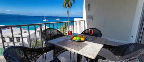 Seaview balcony for breakfast, lunch, and dinner!