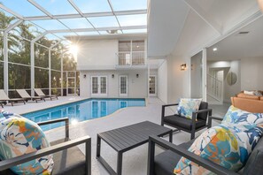 Large private Lanai, living room to the right, indoor-outdoor living at its best