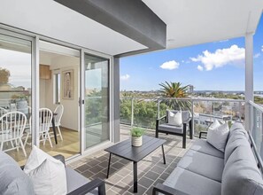 Spacious private balcony.