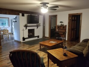 Living Room with usable propane fireplace