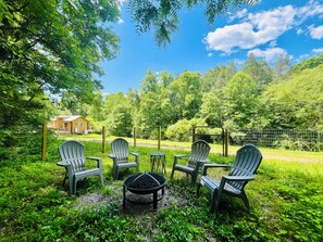 Fenced area is a short walk from the cabin with stellar views of the 4 acres.