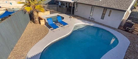 Jump into the pool to cool off or soak in the Jacuzzi! If its winter don't worry the pool is  heated!