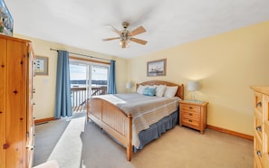 Master King Bedroom on main level with lake views