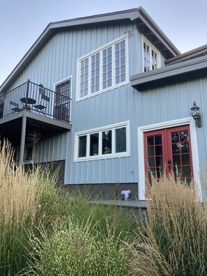 Lower level french doors into the yard.