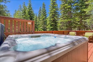 Exterior: Back deck,  hot tub
